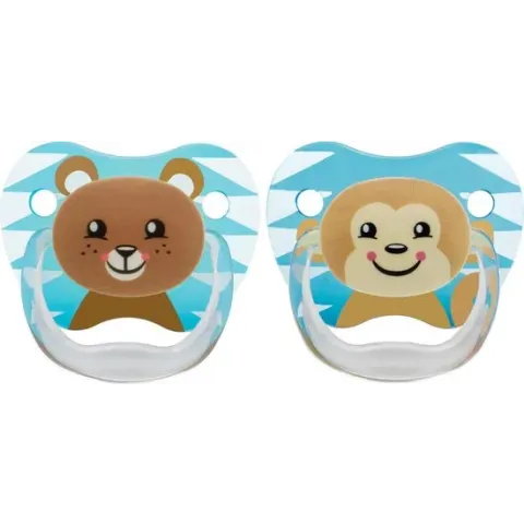 Dr Brown's Fopspeen - Animal Faces - Fase 2 - Blauw - 2-pack