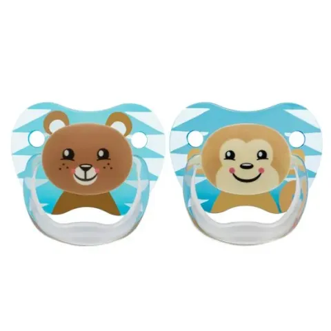 Dr Brown's Fopspeen Fase 1 Blauw 2-pack animal faces