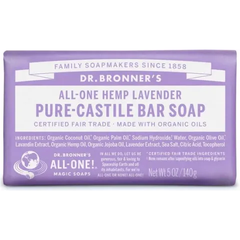 Dr. Bronner's Lavender Pure-Castile Bar Soap Zeep 140gr