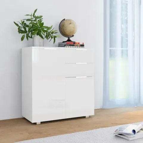 Dressoir 71x35x76 cm spaanplaat hoogglans wit