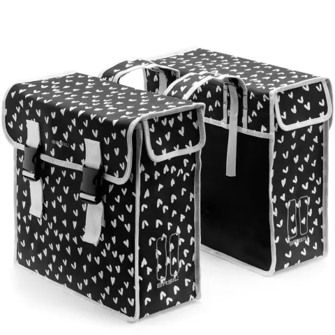 Dubbele Fietstas Mara XL heart dots