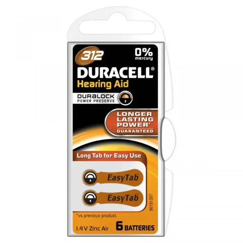 Duracell Batterij Gehoorapparaat - Da312 - 6 Stuks