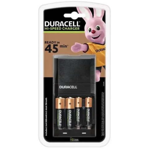Duracell Batterijlader – Laadt op in 45 minuten, inclusief 2 AA en 2 AAA batterijen