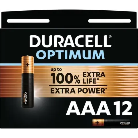 Duracell Optimum Alkaline AAA batterijen - 12 stuks