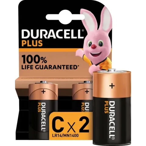Duracell Plus Alkaline C batterijen, 2 stuks