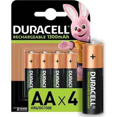 Duracell Rechargeable AA 1300mAh Batterijen, verpakking van 4