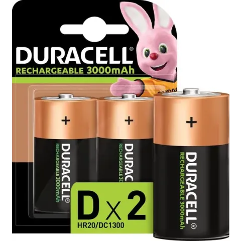 Duracell Rechargeable D 3000mAh batterijen, verpakking van 2