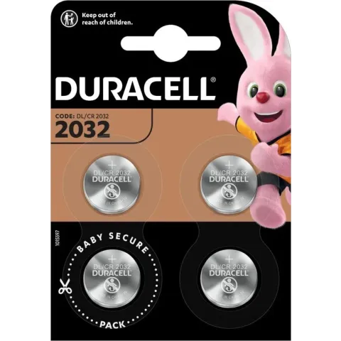 Duracell Specialty 2032 Lithium-knoopcelbatterij 3V, verpakking van 4 stuks (DL2032/CR2032)
