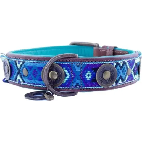 Dwam Halsband Boho Juan Blauw&Bruin 49-59x4.0 cm