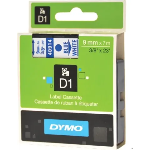 DYMO D1 -Standard Labels - Blue on White - 9mm x 7m