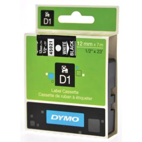 Dymo D1 Tape 12 Mm, Wit Op Zwart