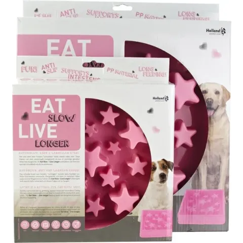 Eat Slow anti schrokbak LARGE - Ster Roze