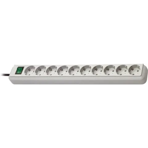 Eco-Line stekkerdoos met schakelaar 10-voudig lichtgrijs 3m H05VV-F 3G1,5