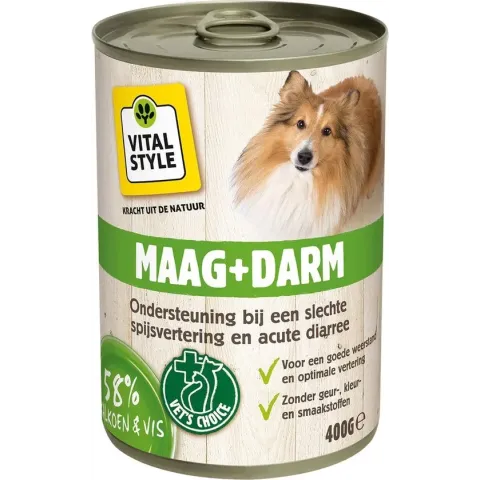 Ecostyle natvoer voor de volwassene hond 400gr voor maag en darm 6 stuks