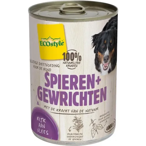 Ecostyle natvoer voor de volwassene hond 400gr voor spier en gewrichten 6 stuks