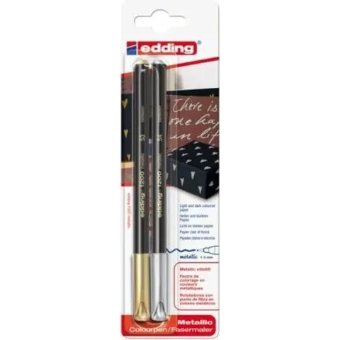 Edding 1200 Viltstift 0.5-1mm, Goud-Zilver blister à 2 stuks.