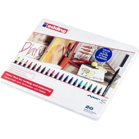 Edding 1300 Viltstift Metalen Doos van 20 Assorti
