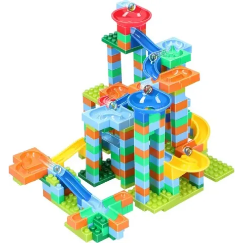 Eddy Toys Knikkerbaan - 388-Delig - met Knikkers - Kunststof - Rood, Geel, Groen, Blauw, Oranje