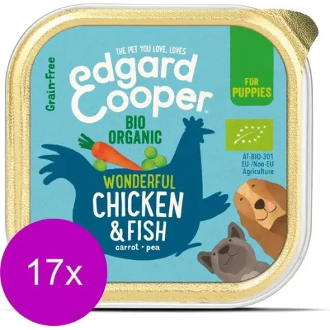 Edgard & Cooper Biologische Kip & Vis Kuipje  - Voor Puppy's - Hondenvoer - 17 x 100g