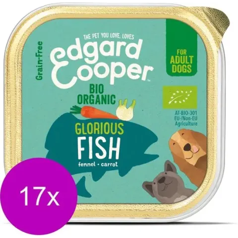 Edgard & Cooper Biologische Vis Kuipje - Voor volwassen honden - Hondenvoer - 17 x 100g