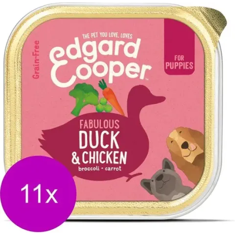 Edgard & Cooper Eend & Kip Kuipje- Voor Puppy's - Hondenvoer - 11 x 150g