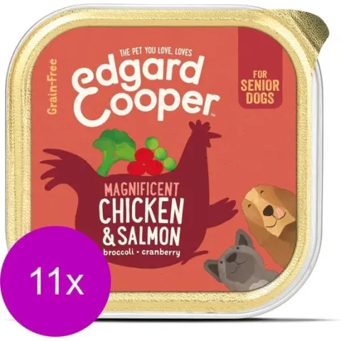 Edgard & Cooper Kip & Zalm Kuipje - Voor senior honden - Hondenvoer - 11 x 150g