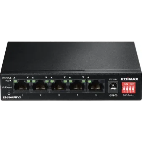 Edimax ES-5104PH V2 netwerk-switch Fast Ethernet (10/100) Zwart Power over Ethernet (PoE)