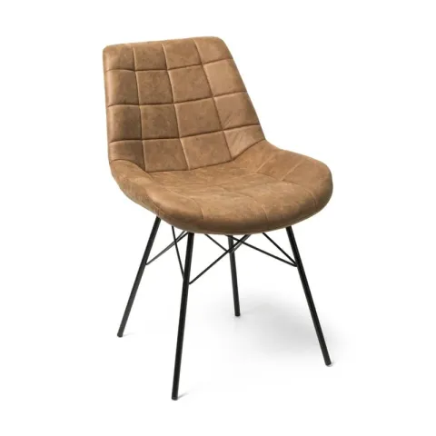 Eetkamerstoel suedine - cognac - 51x57x81 cm