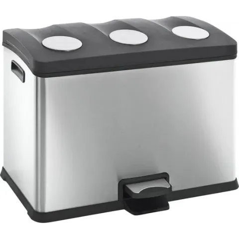EKO Pedaalemmer Prullenbak - 3x12 l - Mat RVS - Fingerprint proof