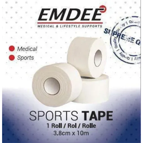 Emdee sporttape 10mx3.8cm wit 1 st