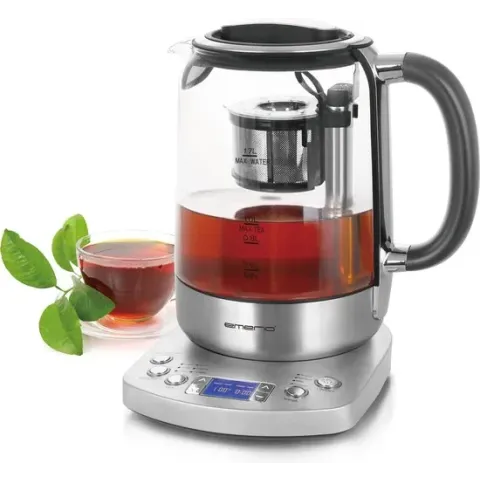 EMERIO WK-122248 Waterkoker Snoerloos, BPA-vrij, Met display Zilver, Zwart