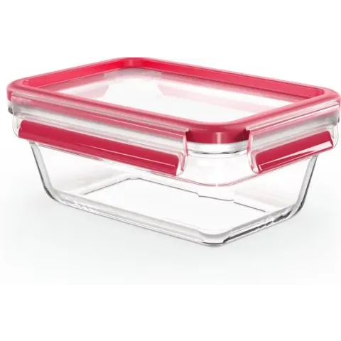 EMSA CLIP & CLOSE N1040800, Doos, Rechthoekig, 0,85 l, Rood, Transparant, Glas, 420 °C