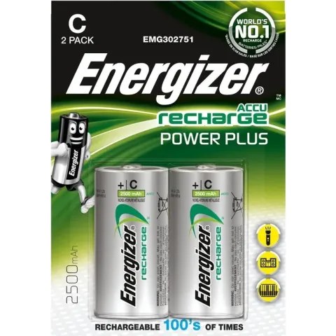 Energizer C - HR14 2500mAh - 1,2V Recharge Power Plus herlaadbare batterijen - 2 stuks
