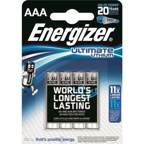 Energizer Ulitmate Lithium AAA - FR3 - FR03 Batterijen - 4 stuks