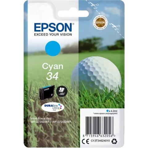 Epson Golf ball Singlepack Cyan 34 DURABrite Ultra Ink