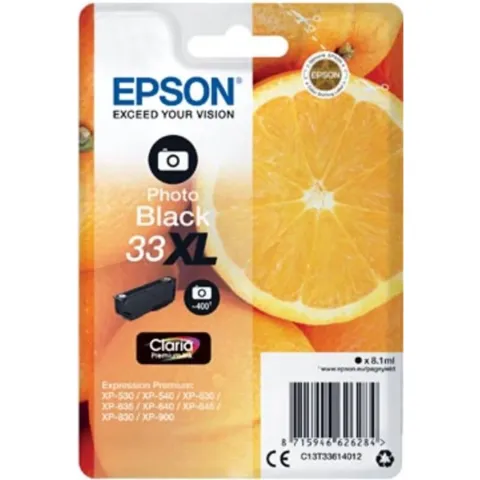Epson Inktcartridge 33xl Foto Zwart, 400 Pagina's - Oem: C13t33614012