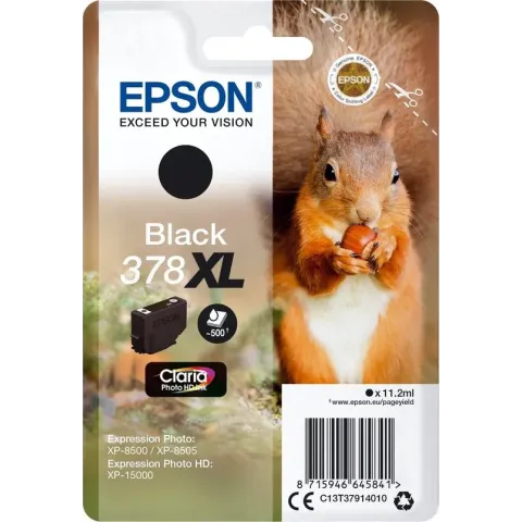 Epson Squirrel Singlepack Black 378XL Claria Photo HD Ink
