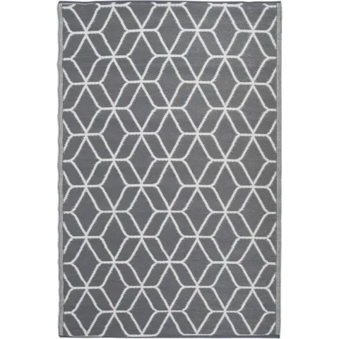 Esschert Design Buitenkleed Graphics 180x121 cm grijs en wit OC25