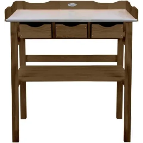 Esschert Design - Oppottafel met lades bruin - L 37,9 x B 80,1 x H 82,1 cm