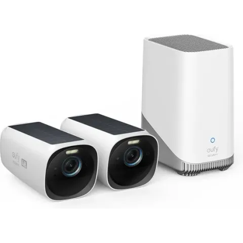 EufyCam 3 - S330 - 2 beveiligingscamera's / IP-camera's + HomeBase 3 - 4K resolutie - Geïntegreerd zonnepaneel