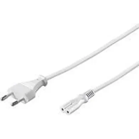 Eurokabel met rechte 8-vormige plug en rechte stekker - wit - 3 meter