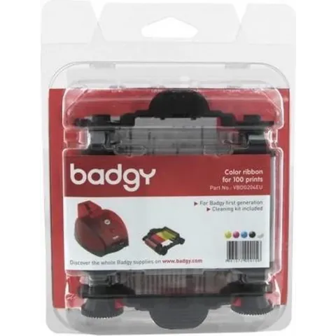 Evolis Ribbon & Cleaning Kit badgy 100p printerlint 100 pagina's Zwart, Blauw, Roze, Wit, Geel
