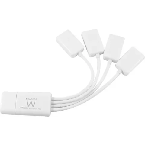 Ewent flexibele USB hub met 4 poorten - USB2.0 - busgevoed / wit - 0,10 meter