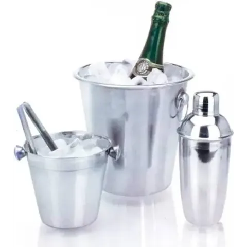 Excellent Houseware Bar set RVS 4 delig: wijnkoeler, shaker, ijsemmer en tang - OP = OP