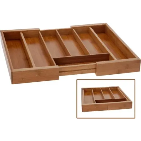 Excellent Houseware Bestekbak hout uitschuifbaar