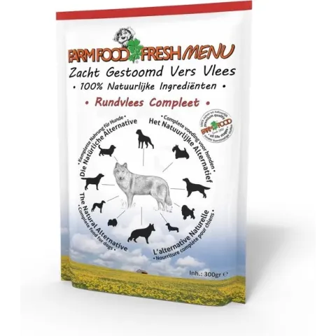 Farm food fresh menu rundvlees compleet hondenvoer 300 gr