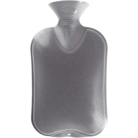Fashy warm water kruik - dubbelzijdig geribbeld - grijs - 2 liter