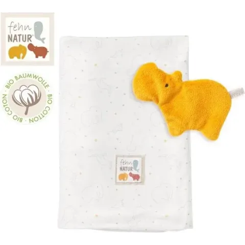 fehn NATUR - Jersey blanket with hippo