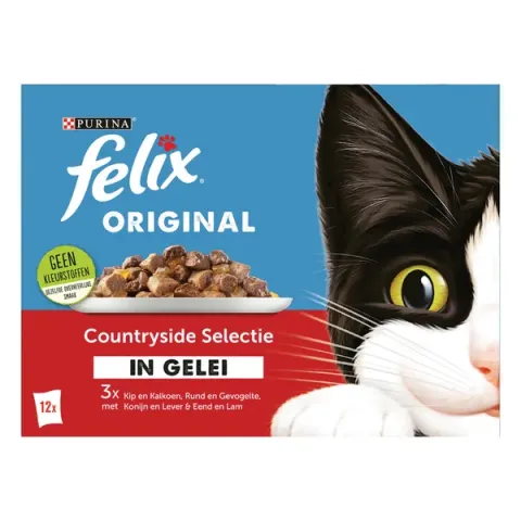 Felix Multipack Original Countryside In Gelei - Kattenvoer - Rund Kip Konijn 12x85 g