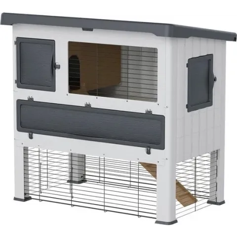 Ferplast Grand Lodge - Konijnenhok - Grijs/Wit - 120 x 73 x 110 cm